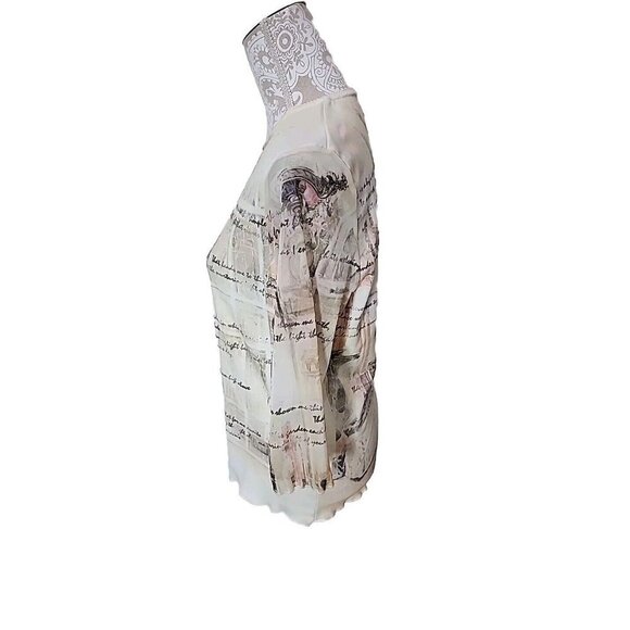 P Michael vintage Y2K 3/4 sheer leeves top W/beading Medium - Picture 7 of 7